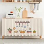 ผ้าม่านมีกาวในตัว ป้องกันฝุ่น แบบเรียบง่าย สไตล์นอร์ดิก สําหรับห้องครัว