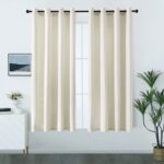 ผ้าม่านหน้าต่าง สีขาวนวล ผ้าพลีเอสเตอร์ Polyester กว้าง 145cm x สูง 160 cm