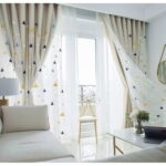 ม่านมินิมอลสไตล์ ผ้าม่านหน้าต่าง 2 ชั้น สีครีม กว้าง 120 ยาว 200